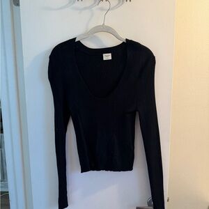 Abercrombie & Fitch Black Ribbed Long Sleeve Top